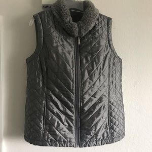 Denim & Co. Quilted Vest with Faux Sherpa Lining